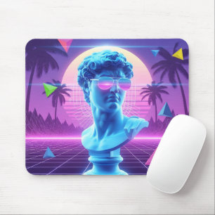 Retro Neon David Beeld Surrealistische Palmboom Muismat