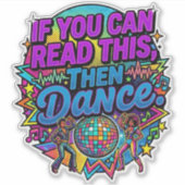 Retro Neon Disco Bal Dansfeest Grafisch Ontwerp Sticker (Voorkant)