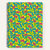 Retro Neon Doodle Pattern van 80/90 Notitieboek (Voorkant)