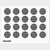 Retro Neon Doodles Chalkboard Afstuderen Ronde Sticker (Vel)
