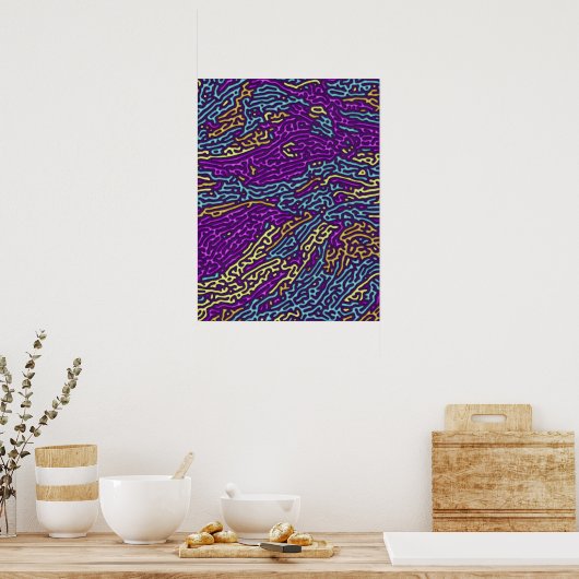 Retro Neon doolhof patroon – Arcade esthetisch Poster (Keuken)