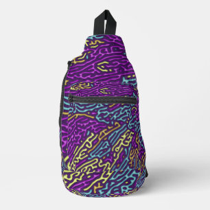 Retro Neon doolhof patroon – Arcade esthetisch Sling Bag
