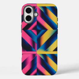 Retro Neon Driehoeken – Bold 80s Geometrisch iPhone 16 Plus Hoesje