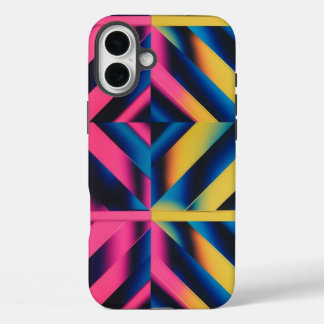 Retro Neon Driehoeken – Bold 80s Geometrisch iPhone 16 Plus Hoesje