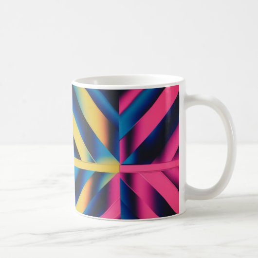Retro Neon Driehoeken – Bold Geometric 80s Classic Koffiemok (Rechts)