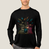 Retro Neon Drummer Tri-Blend Shirt (Voorkant volledig)
