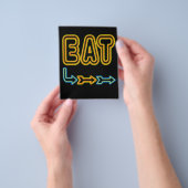 Retro Neon Flyer Sjabloon Eten (Hand)