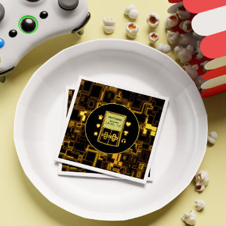 Retro Neon Gaming Boy Gamer Kids Verjaardagsfeest Servet