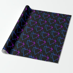 Retro Neon Geometric Patroon 3 Cadeaupapier