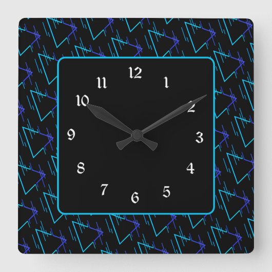 Retro Neon Geometric Patroon 3 Vierkante Klok (Voorkant)