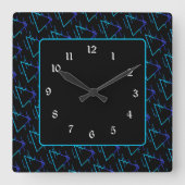 Retro Neon Geometric Patroon 3 Vierkante Klok (Voorkant)