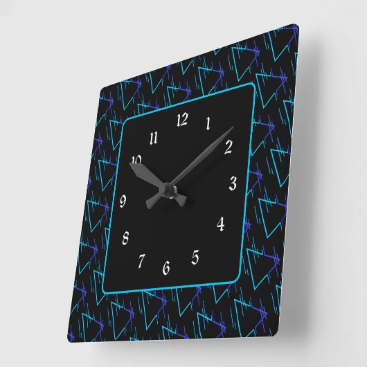 Retro Neon Geometric Patroon 3 Vierkante Klok (Hoek)