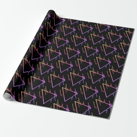 Retro Neon Geometric Patroon 5 Cadeaupapier (Uitgerold)