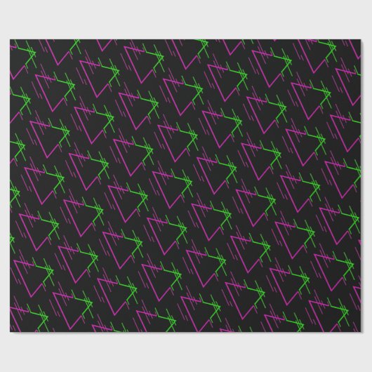 Retro Neon Geometric Pattern Cadeaupapier (Vlak)