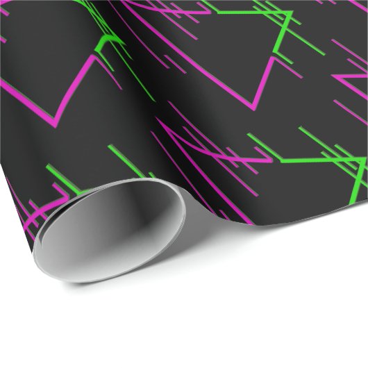 Retro Neon Geometric Pattern Cadeaupapier (Rol Hoek)