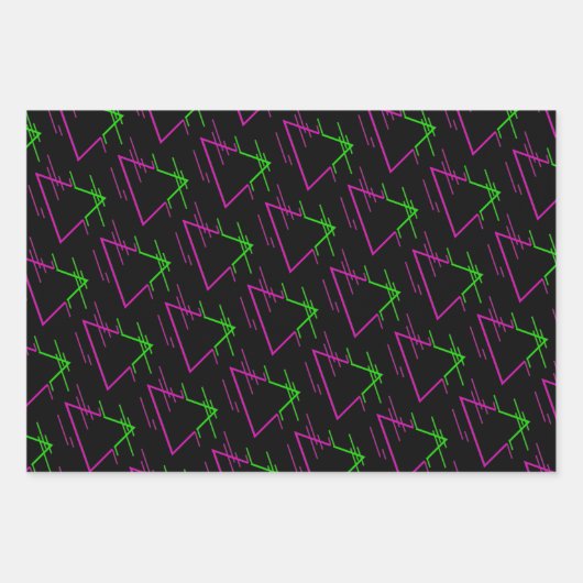 Retro Neon Geometric Pattern Collectie Inpakpapier Vel (Voorkant 2)