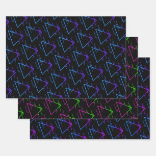 Retro Neon Geometric Pattern Collectie Inpakpapier Vel