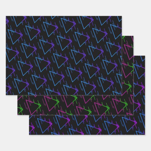 Retro Neon Geometric Pattern Collectie Inpakpapier Vel (Set)