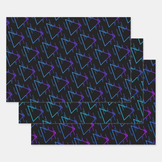 Retro Neon Geometric Pattern Collectie Inpakpapier Vel (Set)