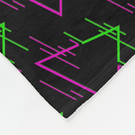 Retro Neon Geometric Pattern Fleece Deken (Hoek)