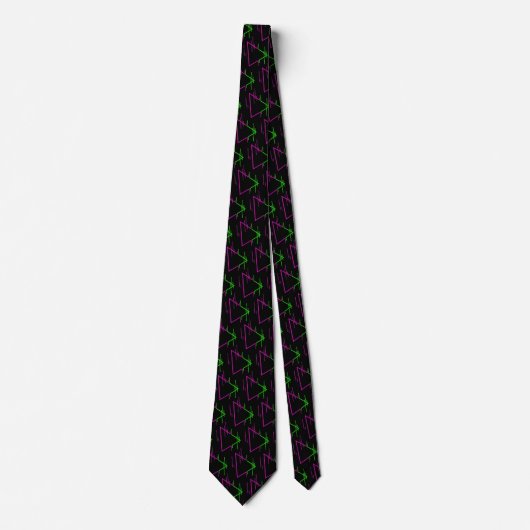 Retro Neon Geometric Pattern Stropdas (Voorkant)