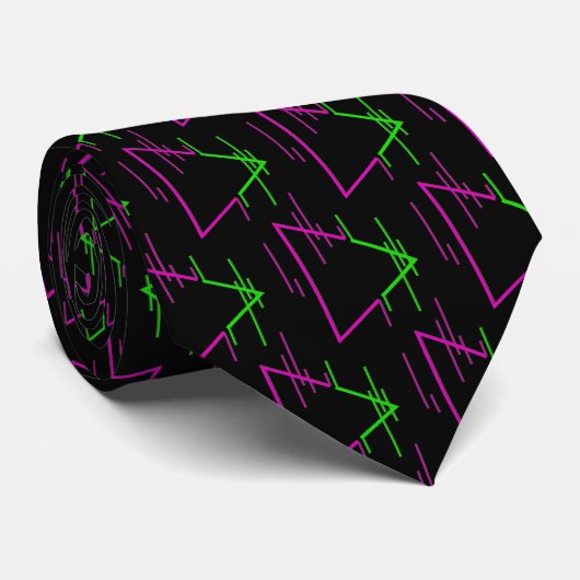 Retro Neon Geometric Pattern Stropdas (Opgerold)