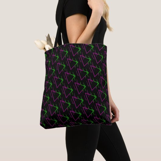 Retro Neon Geometric Pattern Tote Bag (Dichtbij)