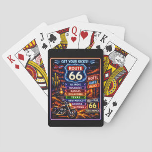 Retro Neon Get Your Kicks Route 66 Deck Pokerkaarten