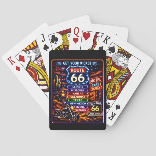 Retro Neon Get Your Kicks Route 66 Deck Pokerkaarten (Achterkant)