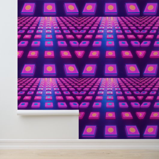 Retro Neon Glow Disco dansvloer | Peel en Stick Behang (Applicatie)