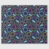 Retro Neon Glow in het Dark Lights Cicles Pattern Cadeaupapier (Vlak)