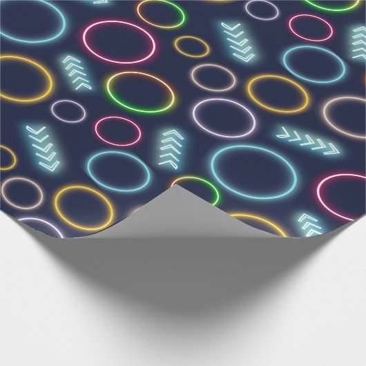Retro Neon Glow in het Dark Lights Cicles Pattern Cadeaupapier (Hoek)