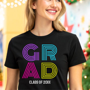 Retro Neon Grad Afstudeerfeest Tri-Blend Shirt