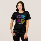 Retro Neon Grad Afstudeerfeest Tri-Blend Shirt (Voorkant volledig)