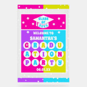 Retro Neon Graduation Party Welkom Acryl Bord (Voorkant)