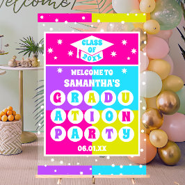 Retro Neon Graduation Party Welkom Acryl Bord