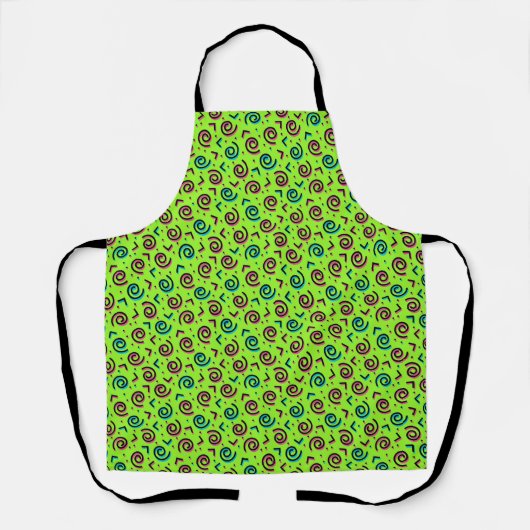 Retro Neon Green Doodle Pattern van 80 en 90 Schort (Voorkant)
