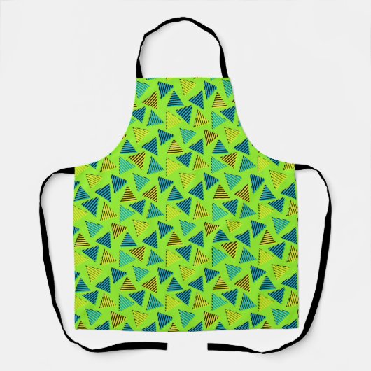 Retro Neon Green Triangle Pattern (80-90-inch) Schort (Voorkant)