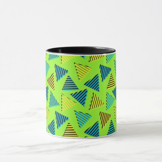 Retro Neon Green Triangles Pattern van 80/90 Mok (Midden)