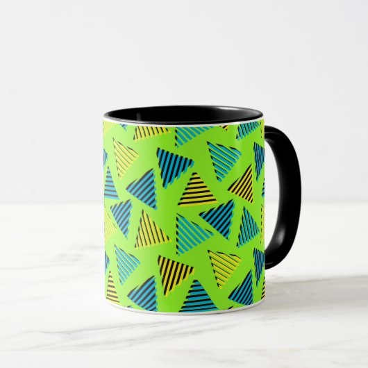 Retro Neon Green Triangles Pattern van 80/90 Mok (Voorkant rechts)