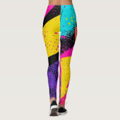 Retro Neon Heet Roze Cyaan Abstracte Pop Art Leggings (Achterkant)