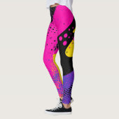 Retro Neon Heet Roze Cyaan Abstracte Pop Art Leggings (Links)
