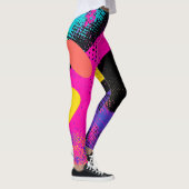 Retro Neon Heet Roze Cyaan Abstracte Pop Art Leggings (Rechts)