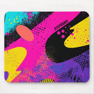 Retro Neon Heet Roze Cyaan Abstracte Pop Art Muismat