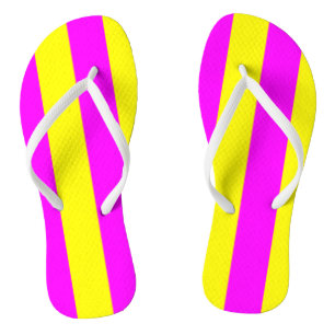 Retro Neon Hete Roze en Gele Teenslippers