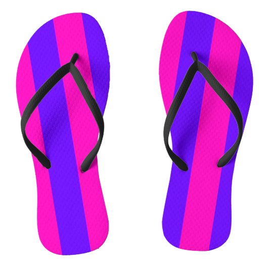Retro Neon Hot Pink en Paarse Teenslippers (Voetbed)