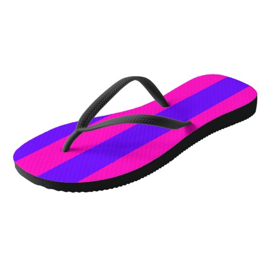 Retro Neon Hot Pink en Paarse Teenslippers (Schuin)