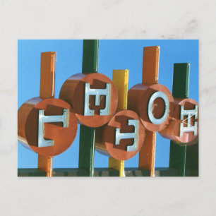 Retro  Neon Hotel/Motel Sign Briefkaart