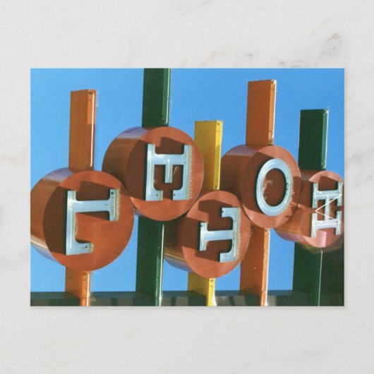 Retro  Neon Hotel/Motel Sign Briefkaart (Voorkant)