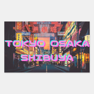 Retro Neon Japan – Tokyo Osaka Harajuku Rechthoekige Sticker